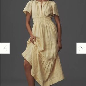 Anthropologie Yellow Midi Dress NEW WITH TAGS